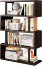 SORCEDAS Bookshelf Geometric Bookcase S Shaped Industrial Bookshelf Storage Display Stand Shelf for Living Room Bedroom and Office Room (Black, 4 Tier)