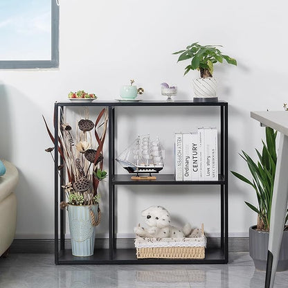 HDANI Console Table, Narrow Entryway Table, 3 Tier Metal Hallway Table, 9.8''Dx31.5''Wx29.7''H(Black)
