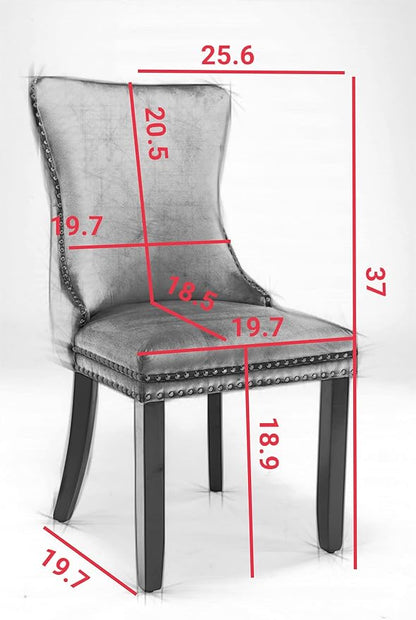 PacknWood Acosure Set of 2 Velvet Upholstered Wing-Back Dining Chair with Backstitching Nailhead Trim,Exquisite Furniture Stool W/Wood Legs,for Kitchen,Sitting Room,Beige