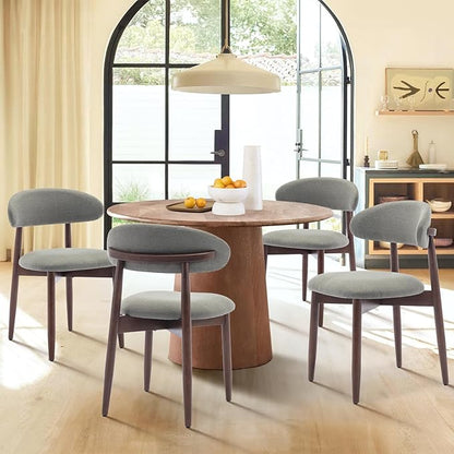 COLAMY Wooden Dining Chairs Set of 4, Modern Fabric Upholstered Dining Room Chair, Farmhouse Kitchen Chairs with Foot Pegs, Green