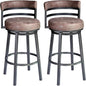 Armen Living Madrid 30" Seat Height Swivel Modern Bandero Tobacco Modern Faux Leather and Mineral Finish Bar Stool for Kitchen Island Counter, Set of 2