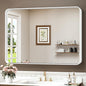 TokeShimi 40 x 30 Inch Wall Mirror for Bathroom White Metal Frame Decorative Rectangular Wall Mounted Home Decor Corner Hangs Farmhouse Mirror (Horizontal/Vertical)