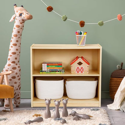 OOOK Montessori Toy Shelf, Kids Bookshelf and Toy Storage, Small Bookshelf for Kids, 2-Tier Wooden Storage Shelves for Classroom, Kindergarten, Kids Room, Playroom, Daycare Center and More