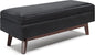 SIMPLIHOME Owen 48 inch Wide Mid Century Modern Rectangle Rectangular Storage Ottoman in Midnight Black Vegan Faux Leather, Assembled, for the Living Room, Entryway and Family Room