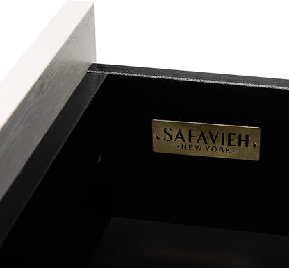 SAFAVIEH Genevieve TV Stand for up to 65" Flatscreen – Black & White Washed Finish, Mid-Century Modern Storage Cabinet, Entertainment Media Console (MED5000B)