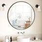 Round Mirror 23.6" Black Wall Mounted Circle Mirrors Vanity Mirror with Aluminum Alloy Frame Modern Decoration for Bathroom, Living Room, Vanity, Bedroom, Entryway