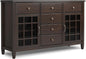 SIMPLIHOME Connaught Buffet - 60 inch Wide Solid Wood 3-Door Sideboard Buffet in Chestnut Brown, Traditional Storage Cabinet for Dining Room or Kitchen with Adjustable Shelves and Classic Molding
