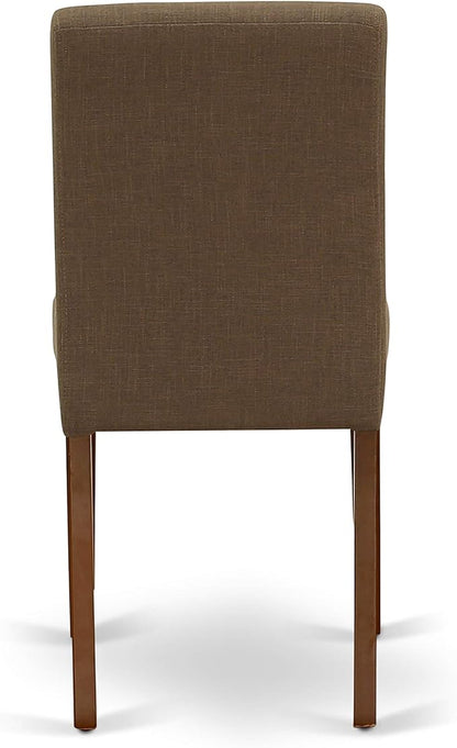 East West Furniture CAAB7-MAH-18 7 Piece Modern Dining Table Set Consist of a Rectangle Wooden Table and 6 Coffee Linen Fabric Upholstered Chairs, 36x60 Inch, Mahogany