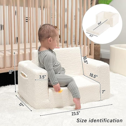 Tiita Kids Sofa, 2-in-1 Toddler Chair, Convertible Children Couch to Lounger, Flip Out Kid Sofas Chair, Toddler Armrest Chairs Bed, Folding Kids Play Sofa for Girl or Boy (Beige)