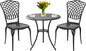 3 Piece Bistro Table Set Anti-Rust Outdoor Bistro Set Cast Alumiunm Patio Table and Chairs Set for 2, Patio Bistro Set Furniture Black