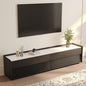POVISON Fully-Assembled Mid Century Glossy Sintered Stone TV Stand, 78.74" Wood Media Console with Adjustable LED Light, Entertainment Center with Storage for Living Room