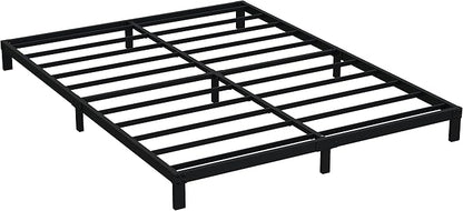 EMODA Queen Bed Frame No Box Spring Needed 6 Inch Heavy Duty Metal Platform BedFrame Queen Size with Steel Slats, Easy Assembly, Black