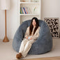 N&V Large Shell Bean Bag Chair, Adult Size Bean Bag Sack, Foam Filling, Includes Removable and Machine Washable Cover, 40in, Soft Faux Fur, Blue