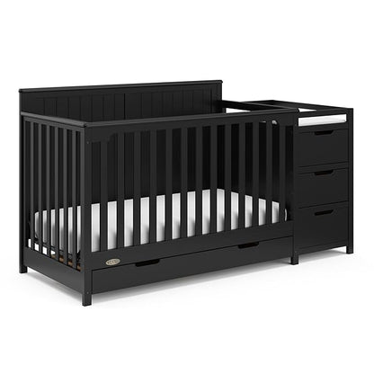 Graco Hadley All-in-One Convertible Crib & Changer (Black) – GREENGUARD Gold Certified, Fits Standard Crib Mattress, Converts to Toddler Bed and Full Bed, 4 Adjustable Mattress Heights
