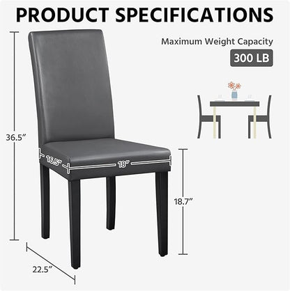 Yaheetech Dining Chairs Set of 6 Faux Leather Modern Dining Room Chairs with Rubberwood Legs and Padded Seat for Kitchen/Living Room/Restaurant, Dark Gray