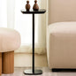 Modern Martini Pedestal Side Table - Small Metal Cocktail Stand for Living Room, Bar, or Small Spaces - Black End Table (Black)