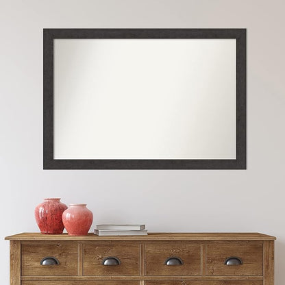 Amanti Art Brown Bathroom Mirror for Over Sink, 28x40 Rustic Plank Espresso Narrow Rectangle Vanity Mirror, Large Country Rustic Frame, Hangs Horizonally and Vertically, Bathroom Wall Decor,