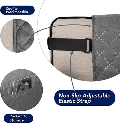 PureFit Reversible Sofa Cover Water Resistant Loveseat Couch Cover, Machine Washable Furniture Cover with Non-Slip Foam and Adjustable Strap for Dogs, Pets (Loveseat, Gray/Light Gray)