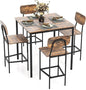 Tangkula Bar Height Table and Chairs, Counter-Height Dining Table Set, Pub Table and Chairs Set of 4, Space-Saving Dinette Set for Breakfast Nook
