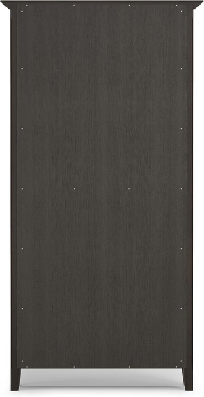 SIMPLIHOME Amherst Bookcase - 70 inch Tall 5-Shelf Solid Wood Bookshelf in Hickory Brown, Transitional Storage for Living Room, Study Room or Office with Adjustable Shelves and Tapered Legs