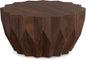 SIMPLIHOME Turnbull Coffee Table - 34 inch Wide Solid Mango Wood Living Room Table in Walnut, Contemporary Sculptural Table for Family Room with Faceted Drum Design and Geometric Cut Edges, Assembled