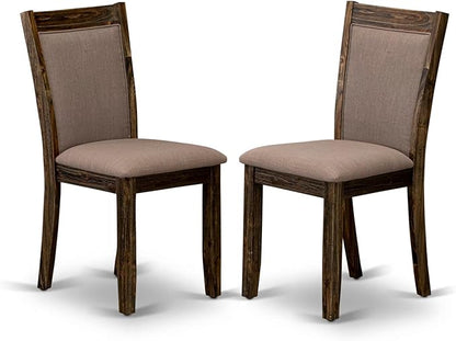 East West Furniture V777MZ748-6 6 Piece Dinette Set Contains a Rectangle Dining Room Table with V-Legs and 4 Coffee Linen Fabric Parson Chairs with a Bench, 40x72 Inch, Multi-Color