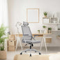 Ergonomic Swivel Task Chair High Back Home Desk Chair Computer Office Chair Mesh Rolling Work Chairs with Headrest and Lumbar Support Grey