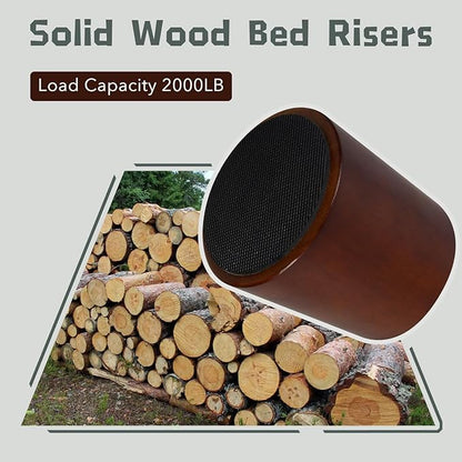 Furniture Raisers Bed Risers - 4 Inch Wooden Circle Heavy Duty Furniture Height Extenders Lifts for Sofa Couch Desk Chair Table Base Raising Space, Convenient Store and Cleaning, Pack of 4
