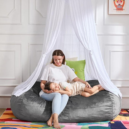 Hobestluk 4FT Bean Bag Chair Large Beanbag with Removable Cover Adult Bean Bag Chair with Portable Handle Desgin for Living Room Bedroom (Grey, 4FT)