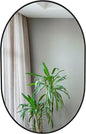 Oval Bathroom Mirror 22x30 Inch, Pill Shape Black Framed Wood Wall Mirrors with Tempered Glass for Modern Bedroom,Entryway or Living Room(Hanging Vertical or Horizontal)