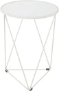 HomePop Metal Accent Table Triangle Base Round Mirror Top, White 18.24D x 24W x 18H in