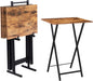 HOOBRO Folding TV Tray Tables, Set of 4 TV Trays with Storage Rack, Industrial Side Table for Eating at Couch, Foldable Snack Table for Small Space, Easy Assembly, Rustic Brown and Black BF50BZ01