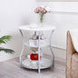Round End Table, 3-Tier Side Table with Storage, Accent Corner Sofa Beside Table for Small Spaces,Steel Frame Nightstand for Living Room, Bedroom, Small Coffee Table,White