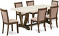 East West Furniture V727MZ716-7 7 Piece Dinette Set Consist of a Rectangle Dining Room Table with V-Legs and 6 Dark Khaki Linen Fabric Upholstered Parson Chairs, 40x72 Inch, Multi-Color
