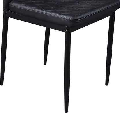 JT Modern Minimalist Dining Chair Fireproof Leather Sprayed Metal Pipe Diamond Grid Pattern Restaurant Home Conference Chair Set of 4 Or 6 (6, Black)