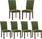 COLAMY Upholstered Parsons Dining Chairs Set of 6, Fabric Dining Room Kitchen Side Chair with Nailhead Trim and Wood Legs - Green