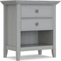 SIMPLIHOME Amherst SOLID WOOD 24 Inch Wide Traditional Bedside Nightstand Table in Fog Grey, For the Living Room and Bedroom