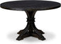 I57-11-TP Mid-century Table with Acacia Wood Round Tabletop and Stylish Pedestal Base - Sand Blasted Black Finish