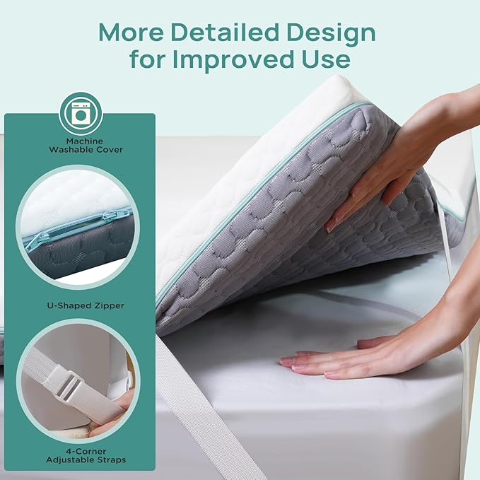 3 inch Firm Twin XL Mattress Topper for College Dorm, Memory Foam Bed Topper with Soft & Firm Options for Back Pain Relief, Mattress Topper with 2-Sided Cover, CertiPUR Certified, Dorm Bed