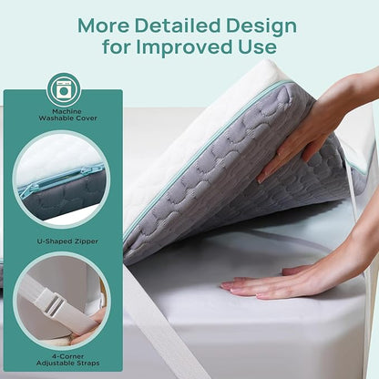 3 Inch Firm Mattress Topper Queen Size, Memory Foam Bed Topper with Soft & Firm Options for Back Pain Relief, Mattress Topper with 2-Sided Cover, Ergonomic 5-Zone Design, CertiPUR Certified