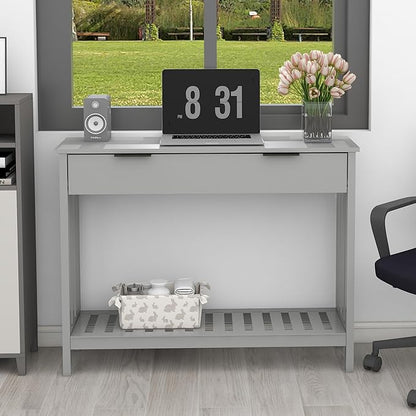 TaoHFE Entryway Table with Storage, Modern Sofa Table with Slatted Frame, Entry Way Table with Smooth Finish, Long Console Table for Hallway, Entryway, Living Room, Bathroom, Bedroom, Grey