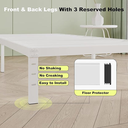 12 Inch Twin Bed Frames, Heavy Duty Metal Twin Platform Bed Frame, No Box Spring Needed, Easy Assembly, Noise-Free, White