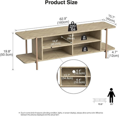 Giluta TV Stand for TV up to 75 Inch, Wood TV Cabinet with Open Storage, Entertainment Center TV Console Table, Coffee Table for Living Room (Light Oak)