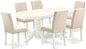East West Furniture VAAB7-LWH-02 7 Piece Modern Dining Table Set Consist of an Oval Wooden Table with Butterfly Leaf and 6 Light Beige Linen Fabric Parsons Chairs, 40x76 Inch, Linen White