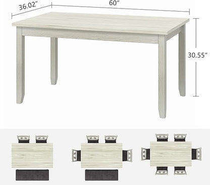 Solid Wood Dining Table, Part of Dining Table Set- Mix and Match Table, Chair, and Bench Sold Separately for Dining Room, Kitchen, Grey