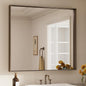 Keonjinn 42 x 36 Inch Brushed Bronze Bathroom Mirror, Rectangle Framed Vanity Mirror for Wall, Large, Modern Farmhouse, Square Corner Bronze Mirrors(Horizontal/Vertical)