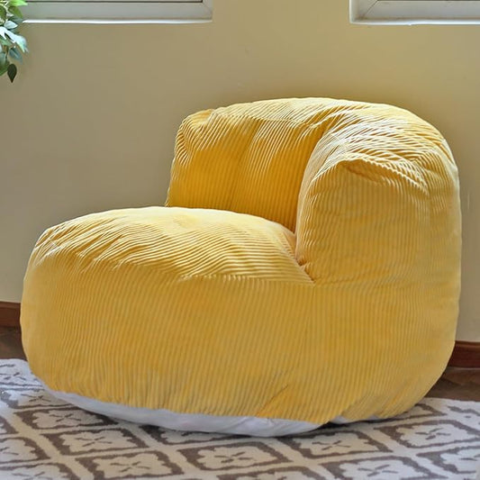 N&V Large Crescent Bean Bag Chair, Adult Size Bean Bag Sack, Foam Filling, Soft Premium Corduroy Bean Bag for Living Room Bedroom Dorm and Office (Tuscany)