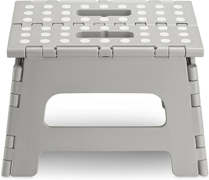 Handy Laundry - Folding Step Stool - Sturdy Enough Collapsible Stool to Support Adults and Safe Enough for Kids - Opens Easy with One Flip - Great for Kitchen, Bathroom or Bedroom (Grey - 8 Inch)