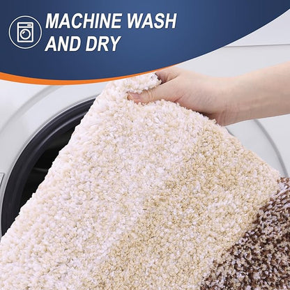 OLANLY Bathroom Rugs Mat 47x32, Extra Soft Absorbent Microfiber Bath Rugs, Rubber Backing, Quick Dry, Machine Washable Bath Mats for Bathroom Floor, Tub and Shower, Home Decor Accessories, Brown