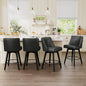 Vipbear Swivel Counter Height Bar Stools Set of 4,26.8" H Counter Stools with Back, Mid Century Modern Bar Stools for Kitchen Island,Faux Leather,Wooden Base, Black